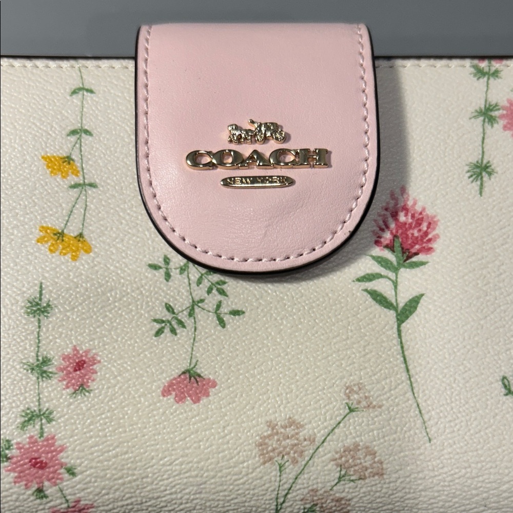 Coach Pink and Cream Floral Wallet